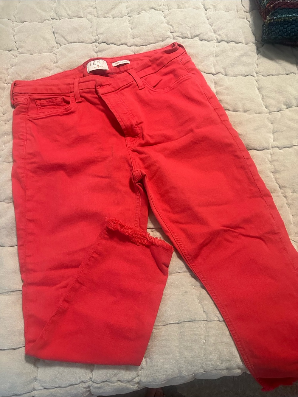 7 For All Mankind Red Cropped Ankle Jeans